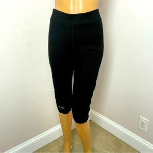 Kiava Capri Leggings – Ribbed Side Stripe – Black – Size XL